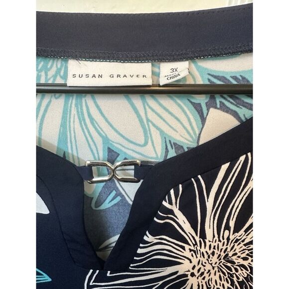 Lot of Susan Graver Liquid Knit Tops 3x Lot Of Six Greens Blues Work Plus Sz EUC - Picture 3 of 16